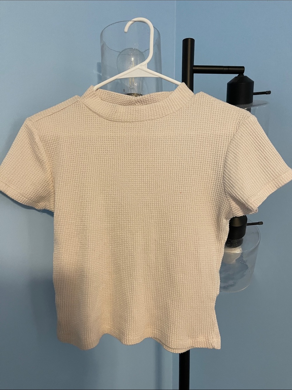 Women’s Short Sleeve Waffle Knit Top in Cream